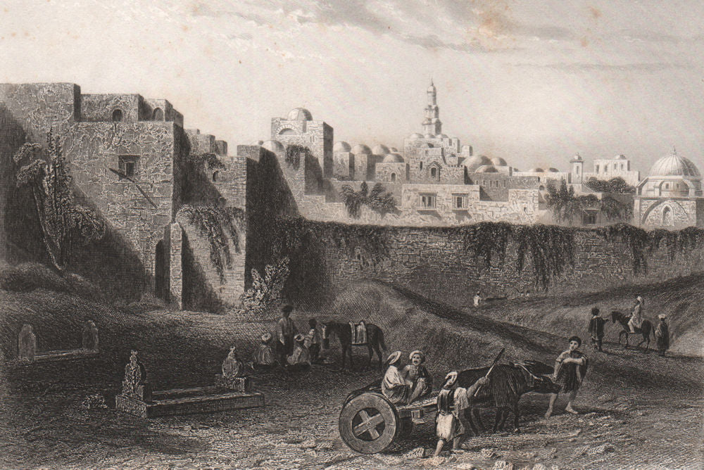 JERUSALEM. View of the city. Palestine. Israel 1855 old antique print picture